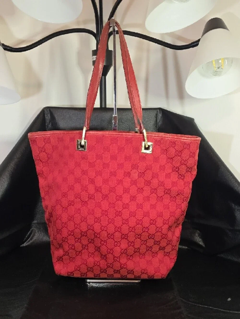 Gucci Red GG Monogram Tote